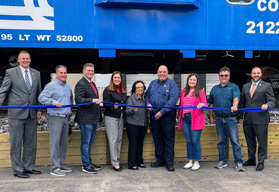 Pictured (left to right): Ken Okrepkie, Ben Franklin Tech Partners of NEPA; John Morgan, Exeter Borough Council, state Sen. John Yudichak, state Sen. Lisa Baker, Exeter Mayor Denise Adams, PowerRail President & CEO, Paul Foster; Kendra Radle, Luzerne County Council/Exeter Borough, David Balent, Exeter Borough Council, state Rep. Aaron Kaufer.